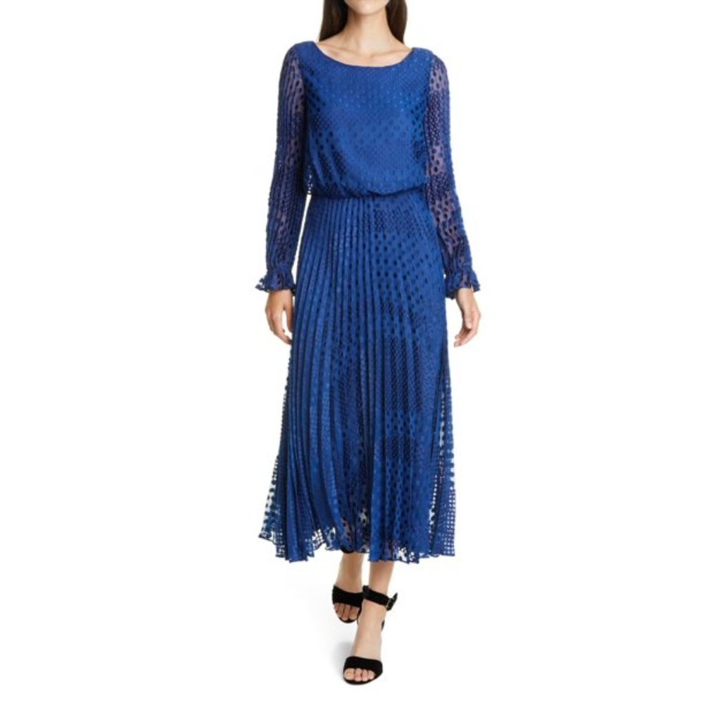 Emporio Armani Blue Dress Long Sleeve Below The Knee Sheath Dress  Size 42